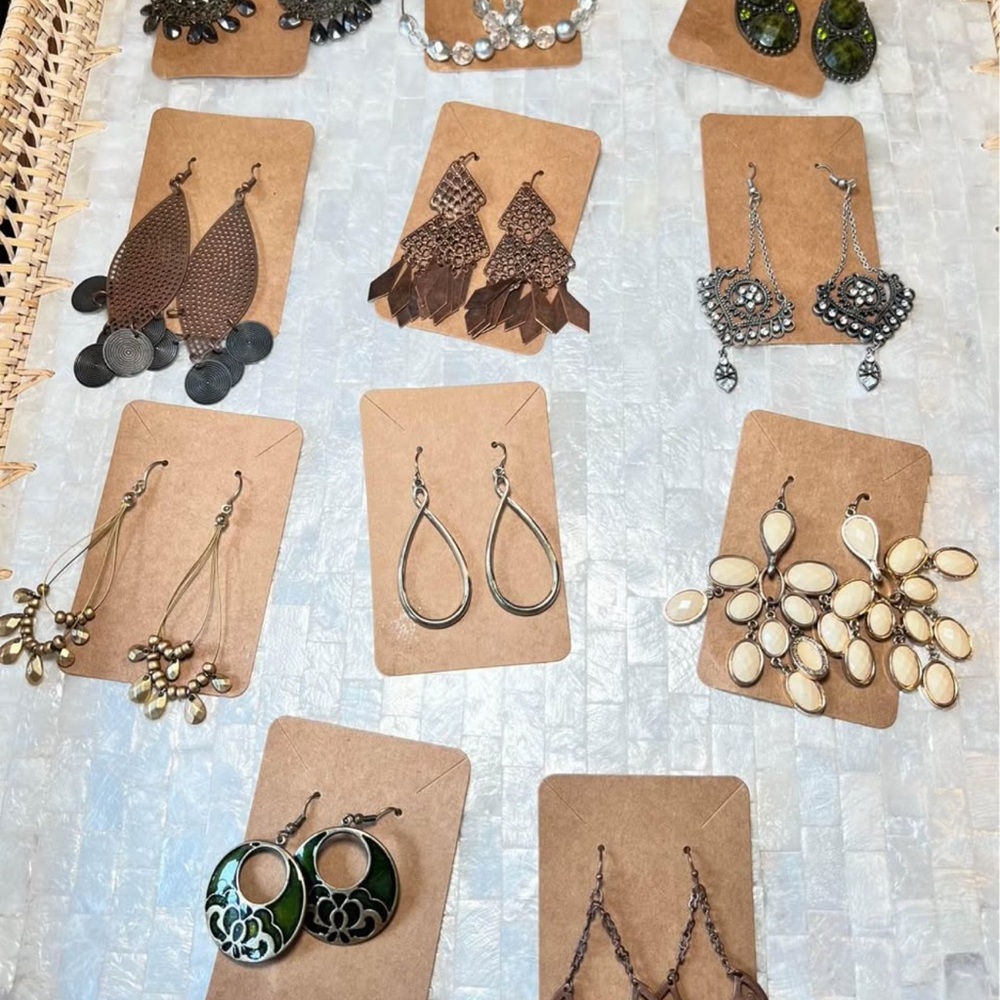 Silver and Brown Bohemian Earrings with Teardrop Design Bundle